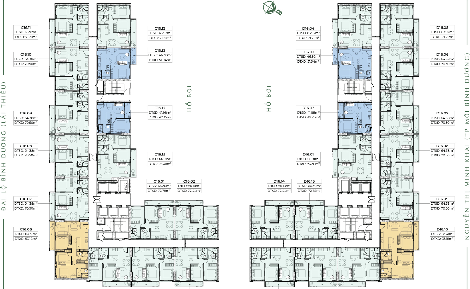 Mặt bằng căn hộ Block C - D