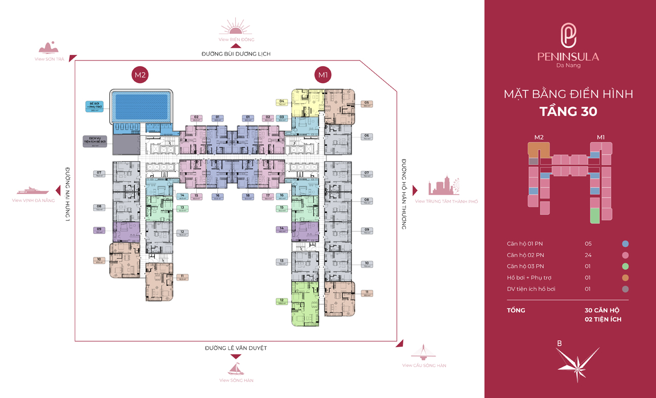 Mặt bằng tầng 30 Peninsula Đà Nẵng