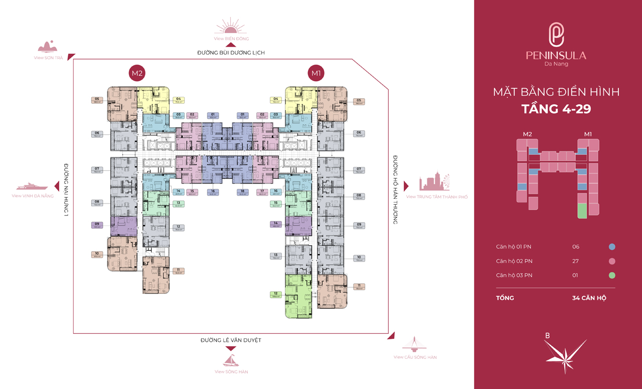 Mặt bằng tầng 4-29 Peninsula Đà Nẵng
