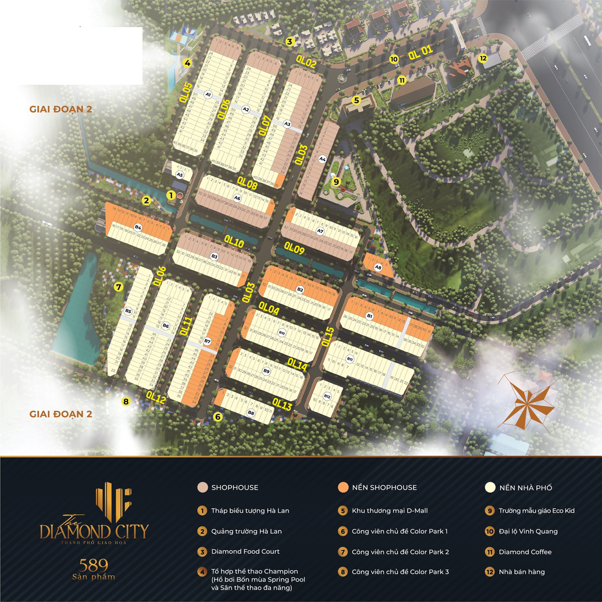 Mặt bằng phân lô The Diamond City Long An