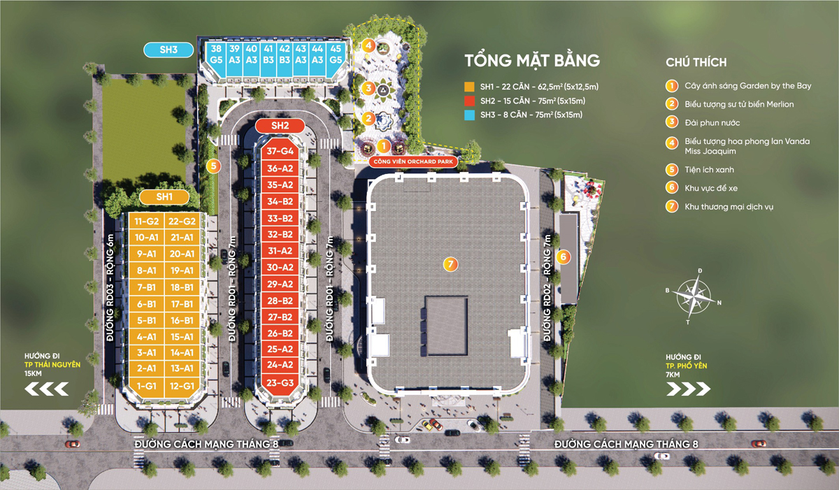 Mặt bằng phân lô New Orchard Sông Công Thái Nguyên