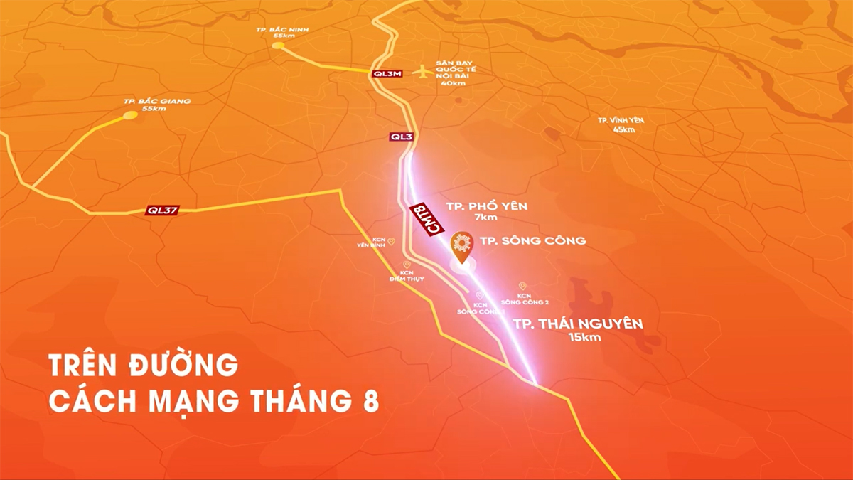 Vị trí dự án New Orchard Sông Công Thái Nguyên