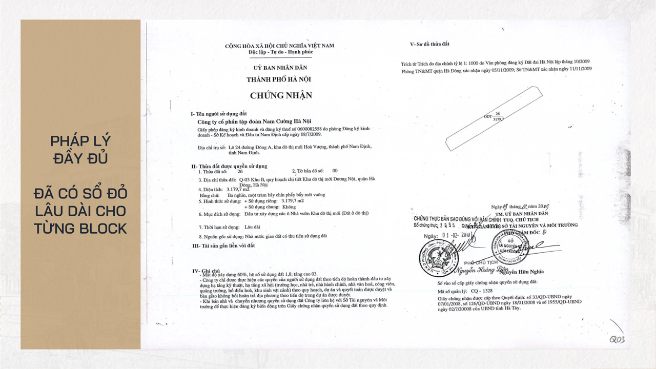 Pháp lý Solasta Mansion Dương Nội B