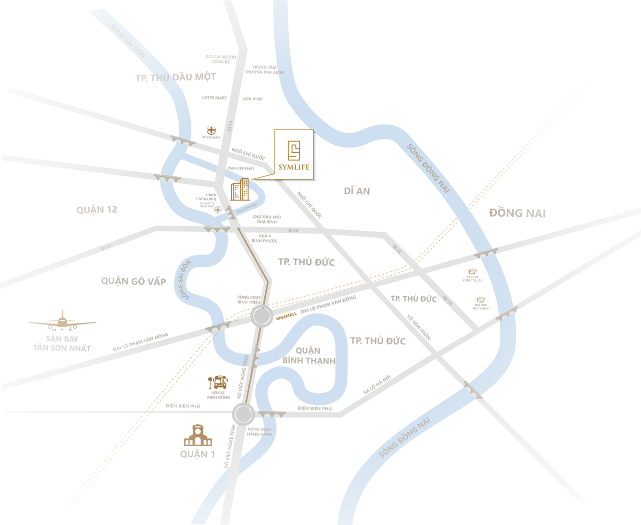 Vị trí dự án Symlife Thuận An Bình Dương