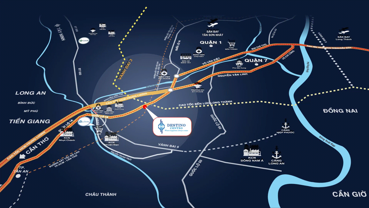 Vị trí dự án Destino Centro Bến Lức