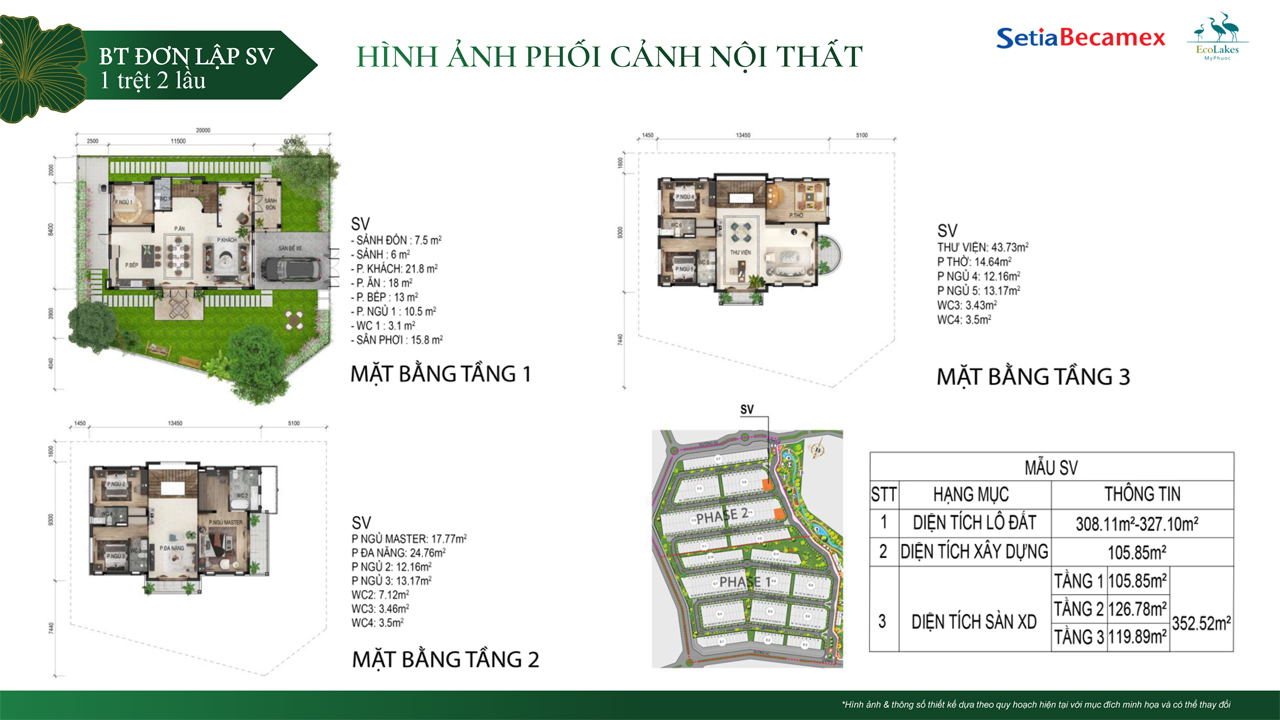 Mặt bằng biệt thự đơn lập The Glamour