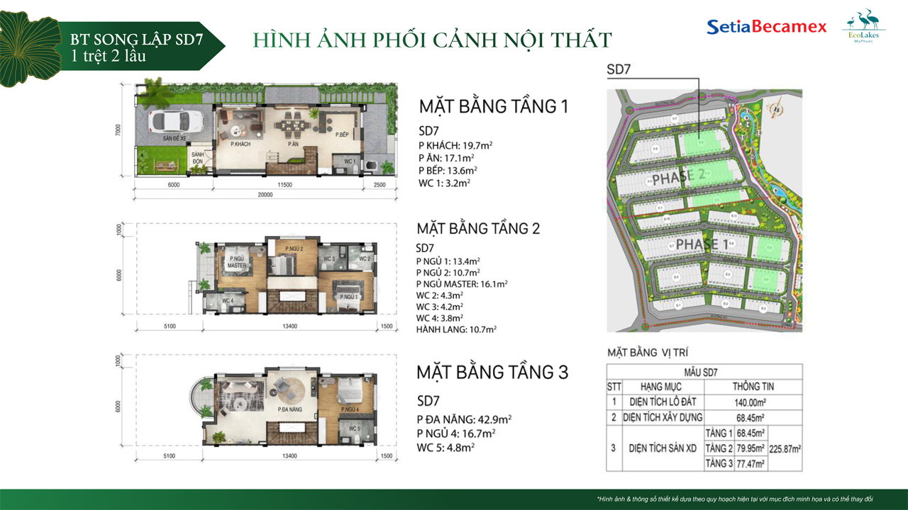 Mặt bằng biệt thự song lập The Glamour