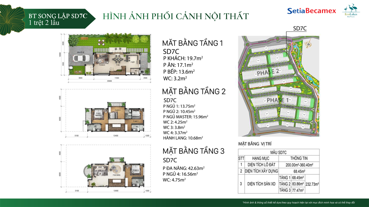 Mặt bằng biệt thự song lập The Glamour