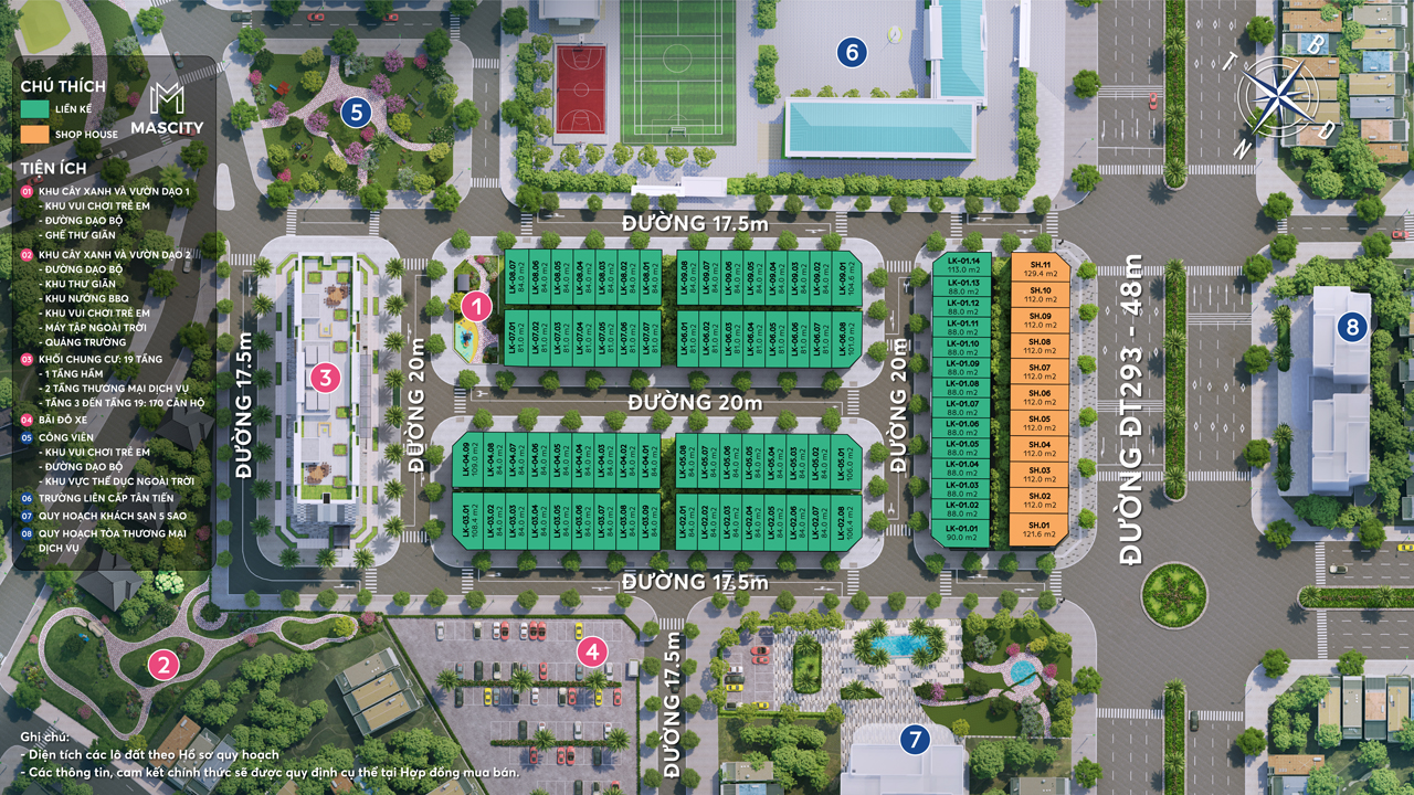 Mặt bằng phân lô Mascity Bắc Giang